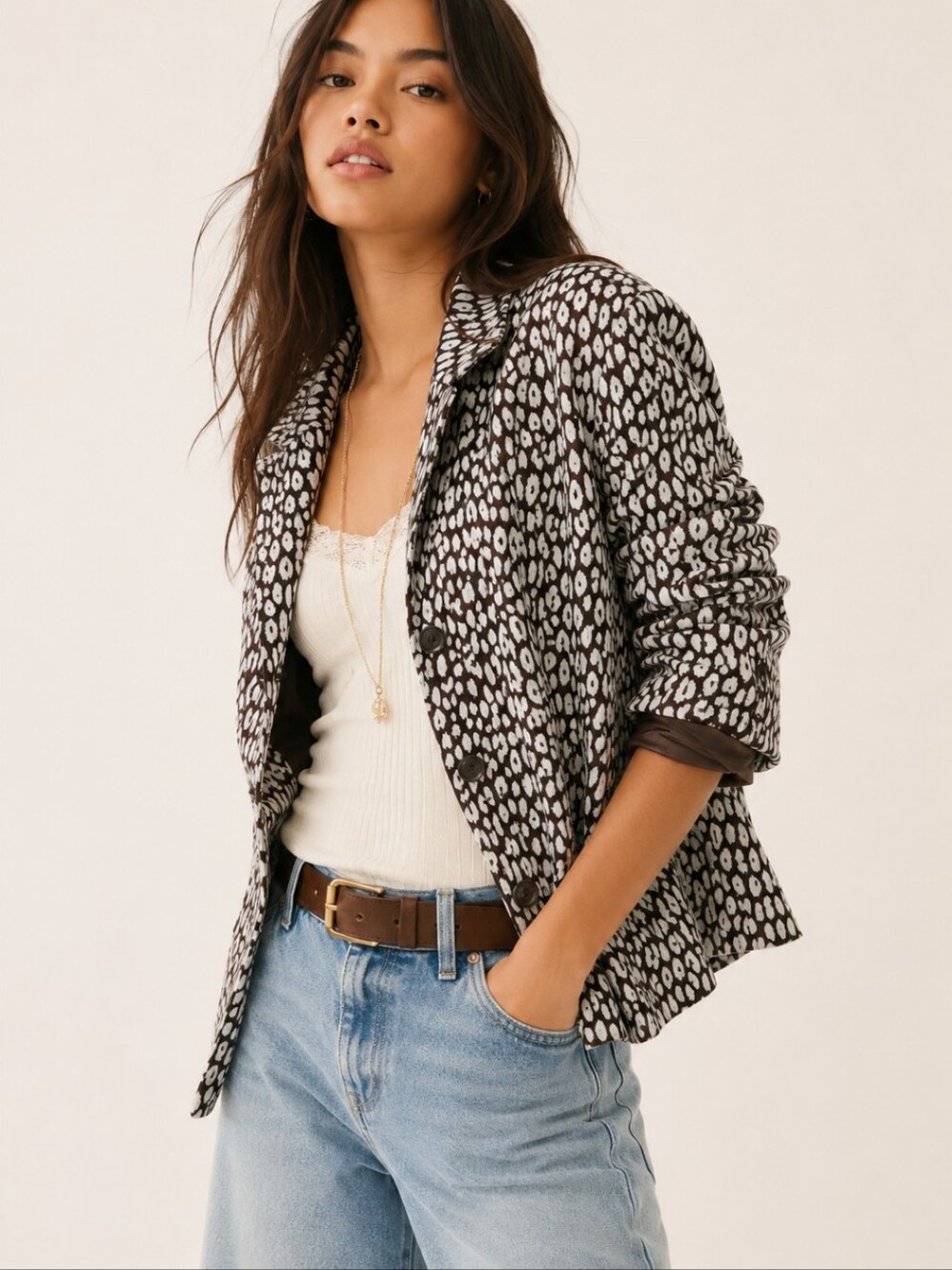Lafayette 148 New York Spotted Animal Print Boyfriend Blazer